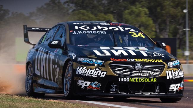 Jake Kostecki gets a little loose in the Matt Stone Racing Holden Commodore ZB. Picture: Getty Images