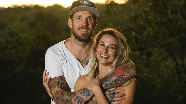 Dane Swan with partner of 10 years Taylor Wilson. Picture: Dylan Robinson