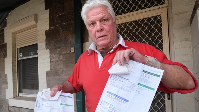 Pensioner, Bob Blackwell, 74, of Port Adelaide, is very concerned about both electricity and gas bills going up. Picture: Dean Martin