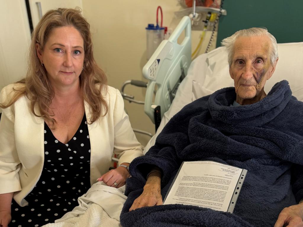 Cyril Tooze, 86, with Independent MP Rebekha Sharkie at hospital in Victor Harbor SA last Thursday, 17th October 2024.