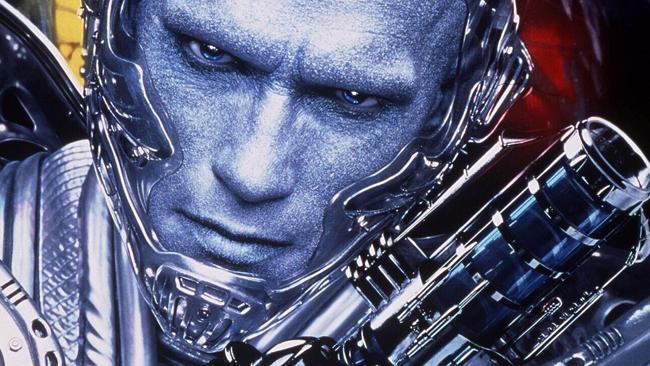 Actor Arnold Schwarzenegger as Mr (Mister) Freeze in scene from 1997 film 