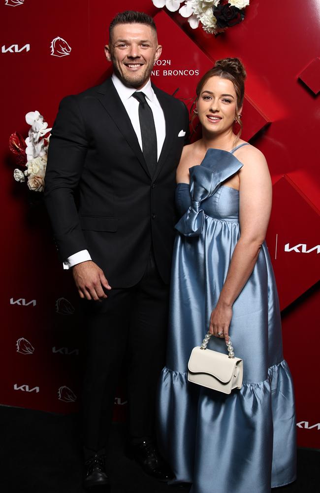 Brisbane Broncos player Corey and wife Shannen Jensen open up about their relationship. Picture: David Clark