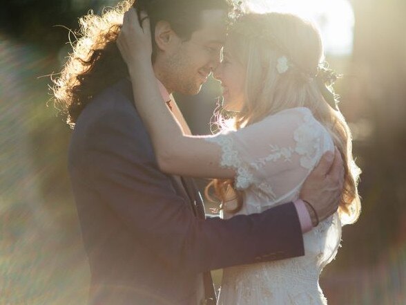 Brooklyn Arnot and Nick on their wedding day in NSW. Picture: Sandra Henri