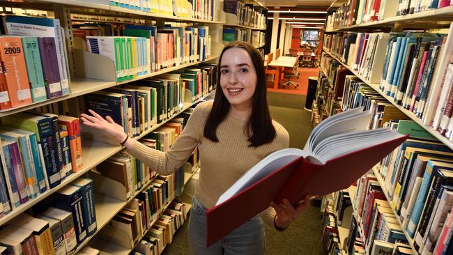 Journalism student Hannah Toohey says she has always enjoyed reading and writing, which she credits for her larger vocabulary. Picture: David Smith