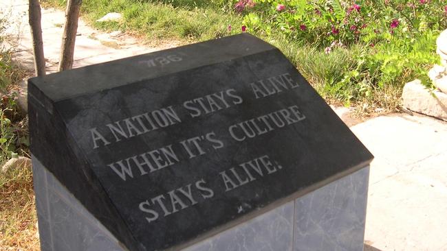 A stone plaque outside Afghanistan’s national museum in 2005 defiantly declares its treasures have survived the Taliban’s ravages. Picture: Paul Starick