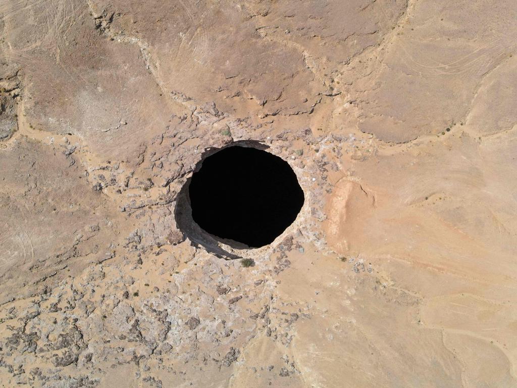 An aerial view shows the Well of Barhout, known as the 