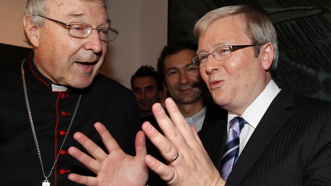  Pell talks with then Foreign Minister Kevin Rudd. 