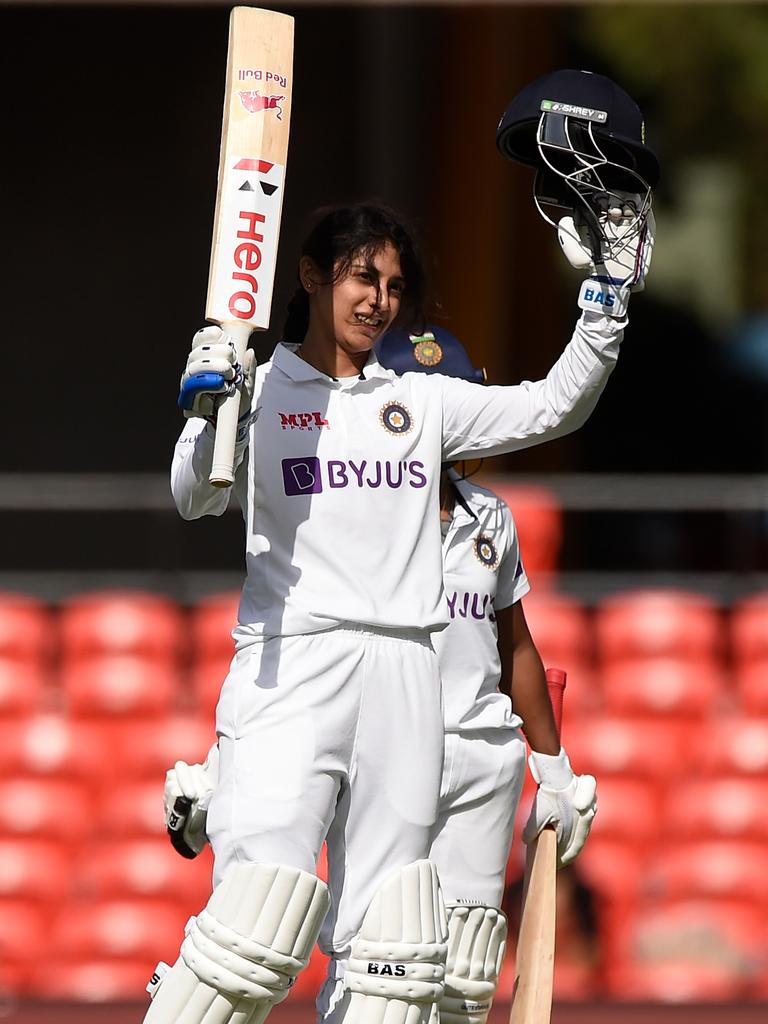 Smriti Mandhana became the first Indian woman to score a Test century in Australia. Picture: Getty Images