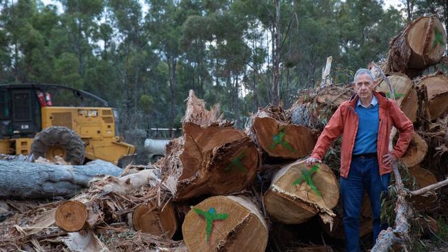 Bob Brown (pictured) has been arrested during a protest in Tasmania's Eastern Tiers. Pictures supplied: Bob Brown Foundation.