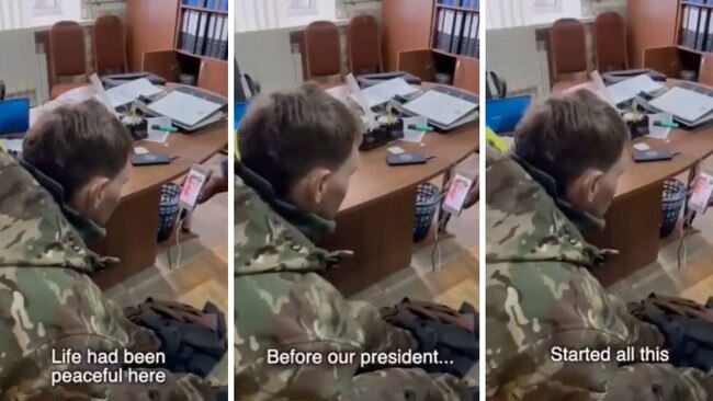 The Russian soldier said over FaceTime to his mother that life had been peaceful before the president “started all this”. Picture: Twitter/@MJayGV