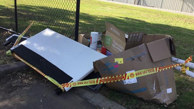 Some of the items dumped at Wallshaw Park, Bass Hill.