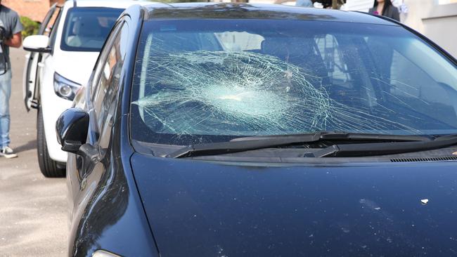 Car windscreens were smashed in the riot. Picture: NCA NewsWire / Gaye Gerard