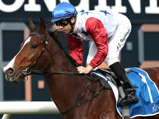 SYDNEY, AUSTRALIA - JULY 15: Adam Hyeronimus riding The Little Pumper wins Race 1 Inglis Race Series Closing Handicap during Sydney Racing at Royal Randwick Racecourse on July 15, 2023 in Sydney, Australia. (Photo by Jeremy Ng/Getty Images)