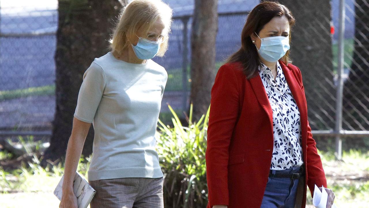 Queensland Chief Health Officer Dr Jeannette Young with Premier Annastacia Palaszczuk. Photo: Tertius Pickard.