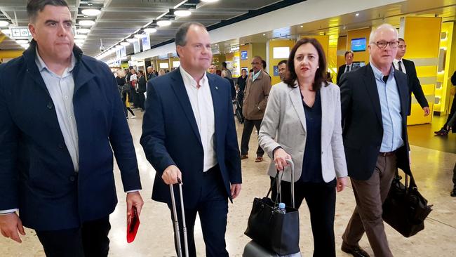 Annastacia Palaszczuk with Sunshine Coast MPs arrives in Geneva. Picture: Jacqueline Magnay.