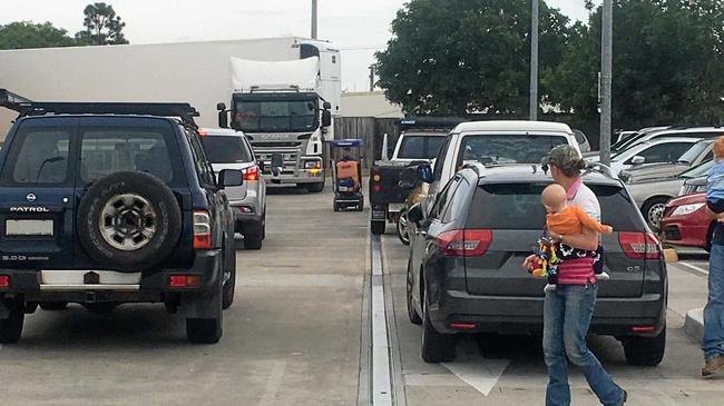 CLOSE CALL: The aftermath of a near-miss accident in the Aldi Gympie   carpark, which one resident said was caused by illegal parking. Picture: Contributed
