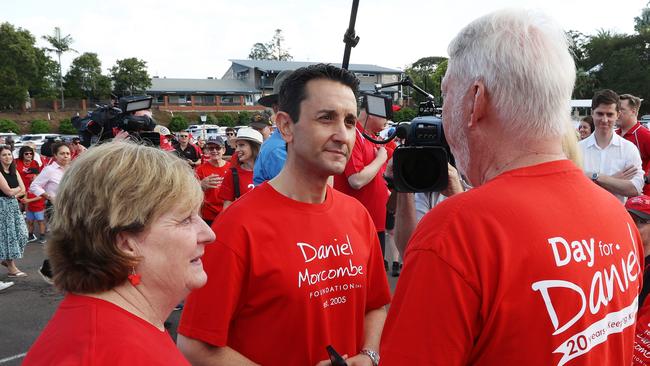 Leader of the Opposition David Crisafulli attends the Walk for Daniel with Bruce and Denise Morcombe, Woombye. Picture: Liam Kidston