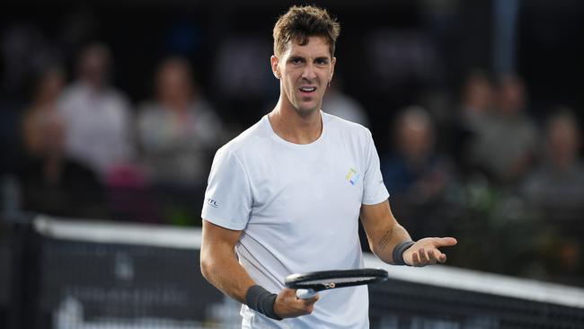 Thanasi Kokkinakis had some frustrating moments in his Adelaide International quarter-final win. Picture: Getty Images