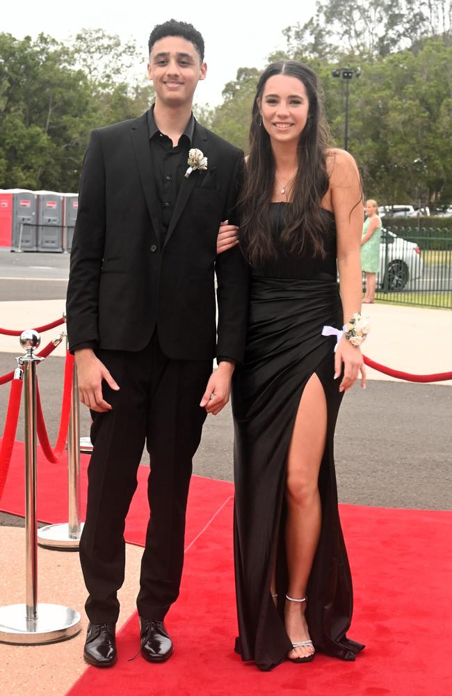 Logan Bent and Katie Graves at Pacific Lutheran College 2023 formal. Picture: Tegan Annett