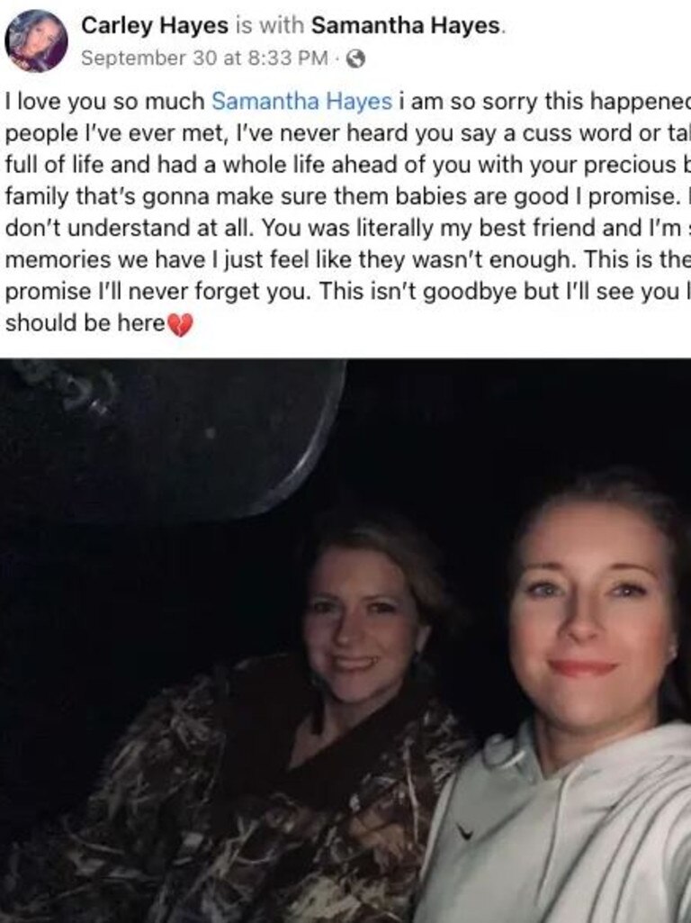 Another friend, Carley Hayes, also posted an emotional message. Picture: Supplied