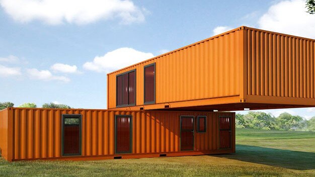 An artist’s impression of the two-storey shipping container home offered by Cube Modular Housing. Picture: Supplied