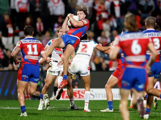 Knights rookie Fletcher Hunt has struggled in the first three games of his NRL career. Picture: Getty Images