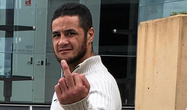 CAUGHT ON CAMERA: Dane Mulivai, 34, leaves Ipswich court. (BELOW) Dylan Apelu, 19. Picture: Ross Irby