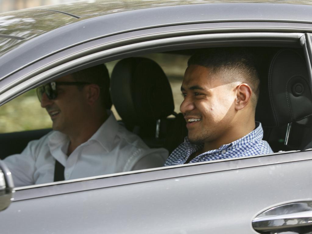 NRL player Manase Fainu leaves Parklea Correctional Centre after being bailed over an alleged stabbing.