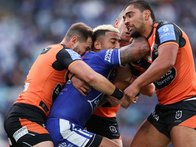 Viliame Kikau showcased some of his best for the Bulldogs. Picture: Brendon Thorne/Getty Images
