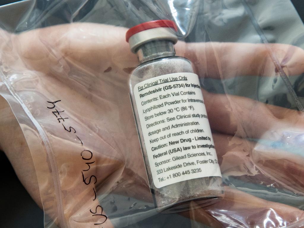 A vial of the drug remdesivir which has shown to be effective in treating coronavirus during trials. Picture: AFP