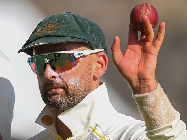 Australia's Nathan Lyon celebrates after taking five wickets. Picture: Ishara S. Kodikara/AFP