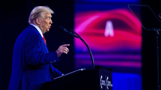 US President-elect Donald Trump speaks during the annual AmericaFest 2024 in Phoenix, Arizona, on December 22. Picture: AFP