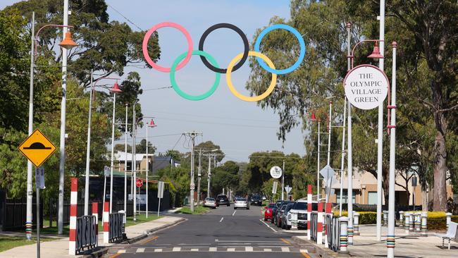 The Olympic Rings in Melbourne. Brisbane will become the third Australian city to host the Olympic Games in 2032. Picture: David Crosling