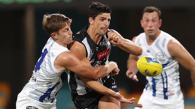 Scott Pendlebury will join Tony Shaw as Collingwood’s games record-holder. Picture: Michael Klein