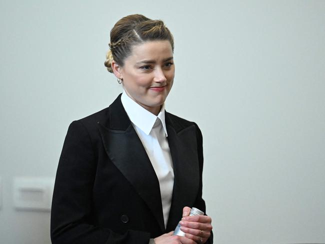 Amber Heard looks on in the courtroom at the Fairfax County Circuit Court. Picture: AFP