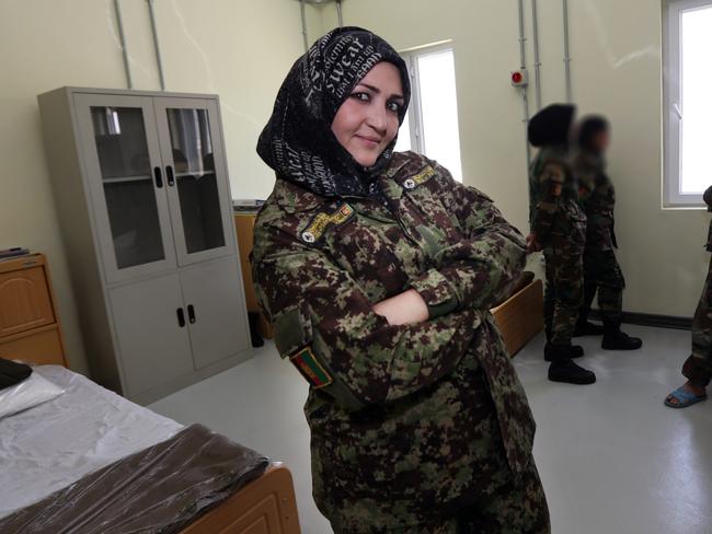 Sergeant Major Tirina Amiri, 30, is an actress, film maker and front line soldier who is training at the Afghan National Army Sergeant Major Academy in Kabul. Picture: Gary Ramage