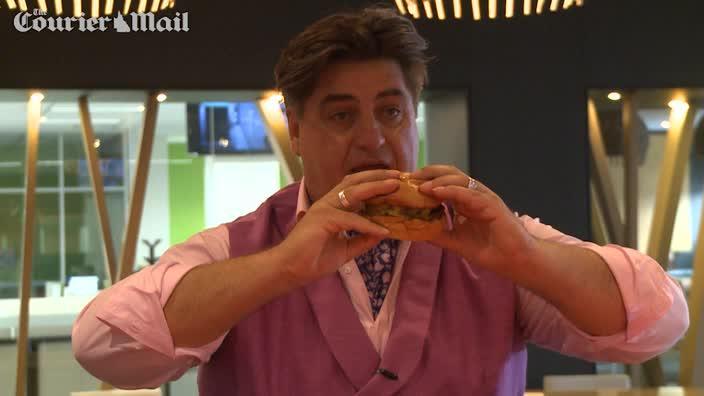 Matt Preston shows how to correctly eat a burger