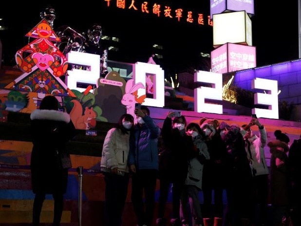 People celebrate the new year in Beijing. Picture: Supplied