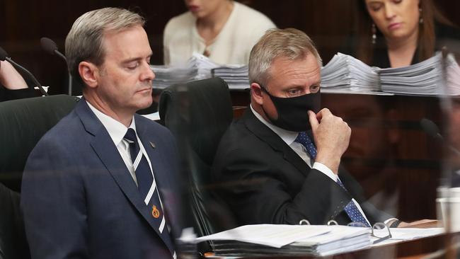 Deputy Premier Michael Ferguson with Premier Jeremy Rockliff. Question time state parliament. Picture: Nikki Davis-Jones