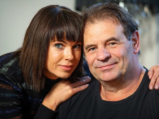 John Setka and Emma Walters pictured in Melbourne after today John pled guilty to harassing his wife and was put on a good behaviour bond. Picture: Mark Stewart