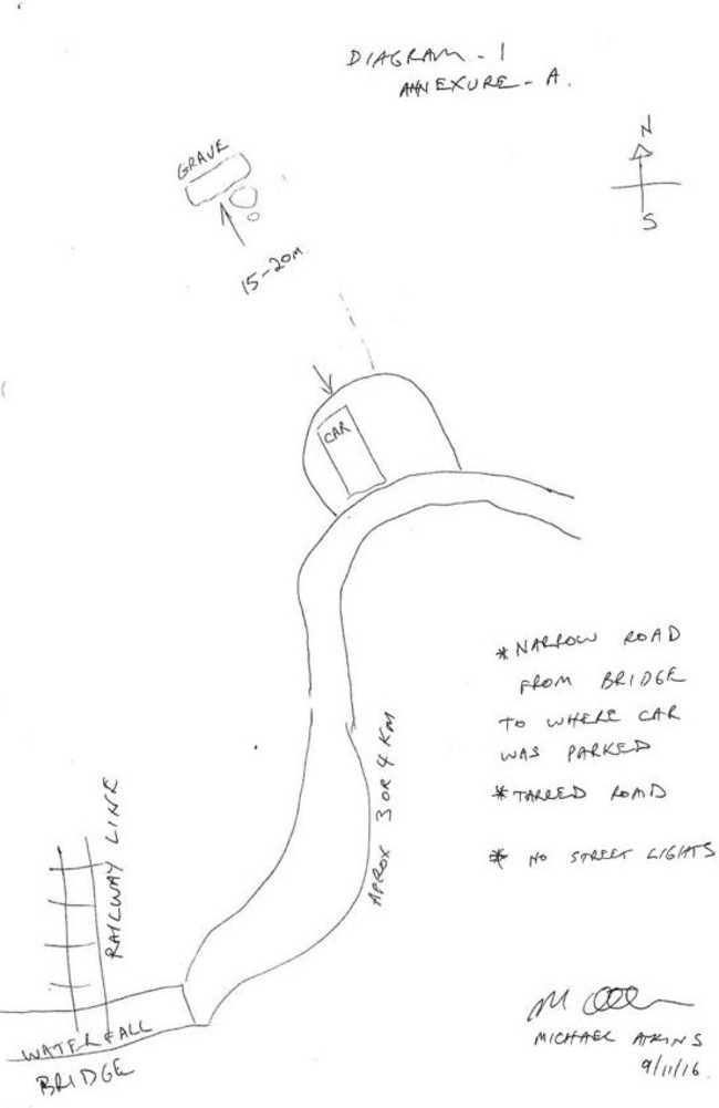 Michael Atkins’ diagram of Matthew Leveson's grave site.