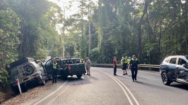 Emergency services arrive on the scene of a multi-vehicle crash on the Kuranda Range on July 8, 2024. Picture: Rahm Adamedes