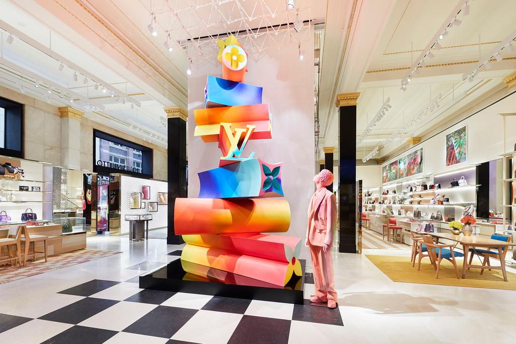 Sydney city centre and Louis Vuitton store with pedestrains