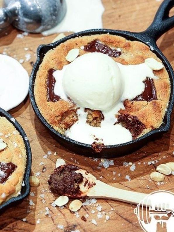 Salted peanut butter &amp; choc-chip skillet cookies. Picture: Peanut Butter Bar