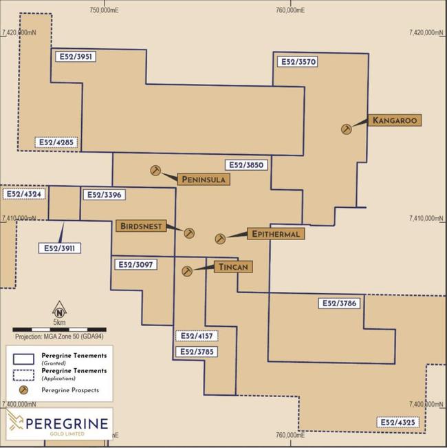 Newman gold project prospects. Pic: Peregrine Gold