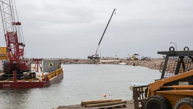 Whyalla foreshore has become a construction site as work ramps up. Picture Simon Cross