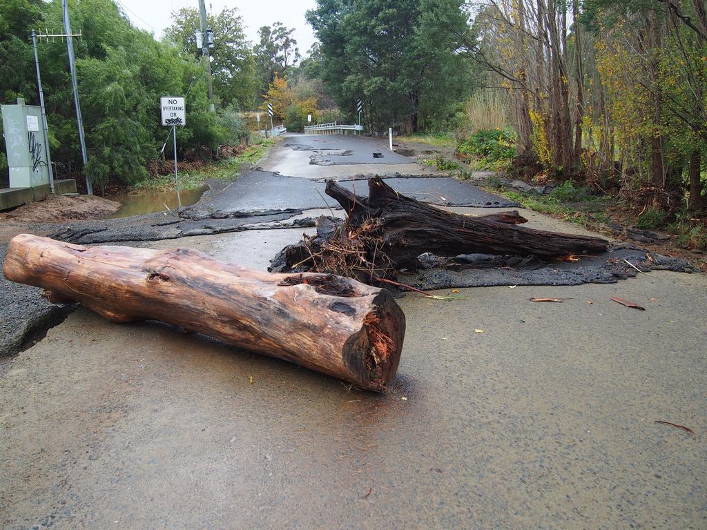 Huonville flooding after record rainfalls on Mt Wellington / kunanyi. Picture: DAVID KILLICK