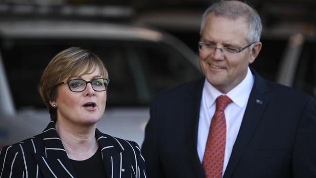 Linda Reynolds and Prime Minister Scott Morrison. Picture: AAP