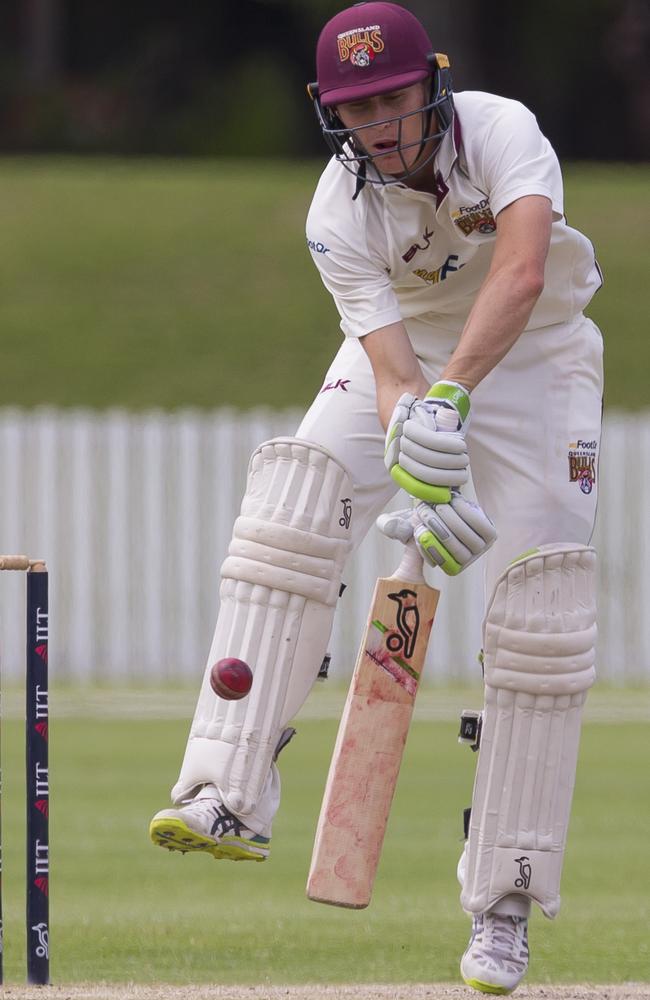 Marnus Labuschagne of Queensland bats during day three of the round 10 JLT cricket match between New South Wales and Queensland at North Dalton Park in March. Picture: AAP