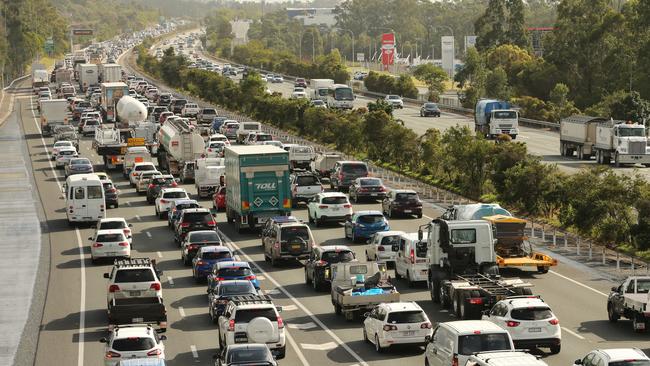 Traffic Gridlock M1 as seen from Smith st Overpass. Picture Mike Batterham